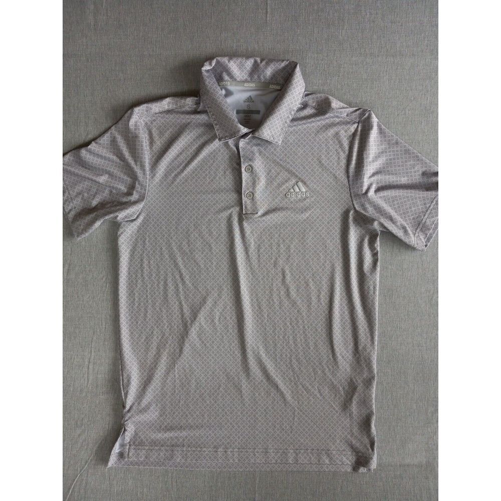 Adidas Golf Men Small Short Sleeve Active Stretch Performance Graphic Gray Polo